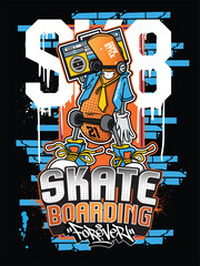 Skateboard Urban Graffiti art vector illustration. Graffiti design artwork