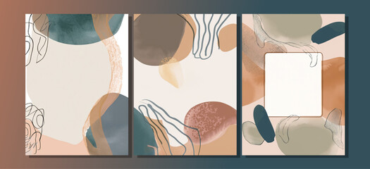 Elegant continuous line drawing. Minimal Set of abstract creative universal artistic templates. Good for poster, card, invitation, flyer, cover, banner, placard, brochure and other graphic design