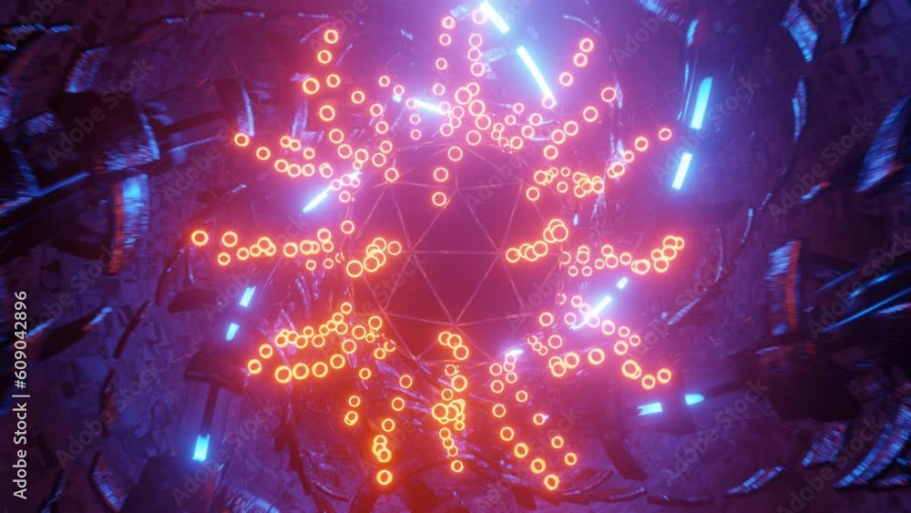 Poster rotation of an abstract figure from red balls. tentacle movement. movement. seamless animation frame