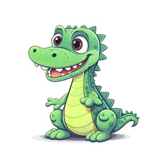 Naklejka premium Grinning Gator: Cute Alligator 2D Illustration
