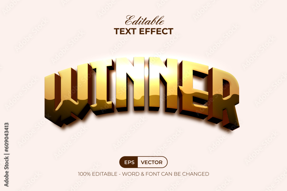 Poster winner gold text effect style. editable text effect.