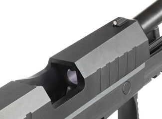 Semi-auto 9 mm pistol with no ammo in the chamber