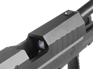 Semi-auto 9 mm pistol with no ammo in the chamber