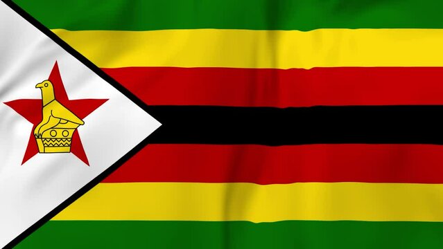 Arising map of Zimbabwe and waving flag of Zimbabwe in background. 4k video.