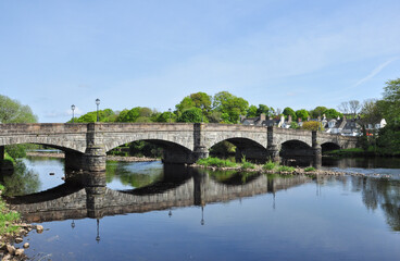 Bridge with reflection over River Cree, Newton Stewart, Scotland