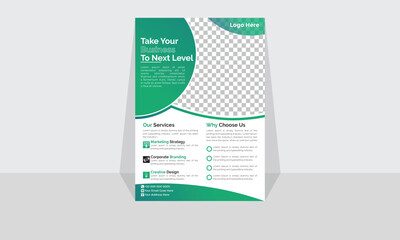Modern Corporate and Creative Flyer Design Template Vertical Name Flyer Simple and Clean Green White and Black Business Flyer Vector Illustration Colorful Gradient Flyer Design Brochure Design Banner