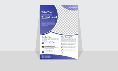 Modern Corporate and Creative Flyer Design Template Vertical Name Flyer Simple and Clean Navy Blue and Black Business Flyer Vector Illustration Colorful Gradient Flyer Design Brochure Design Violet