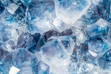 Blue Crystal Mineral Stone. Gems. Mineral crystals in the natural environment. Texture of precious...