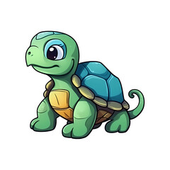 Fototapeta premium Turtle Cutie: Cute Turtle in 2D Illustration