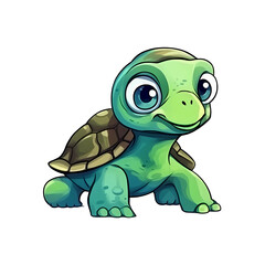 Fototapeta premium Turtle Cutie: Cute Turtle in 2D Illustration
