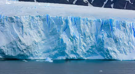 high wall of glacier in antarctica