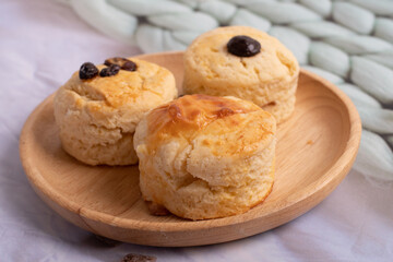 Homemade  Scones on plate. Scones is English pastry for afternoon tea.