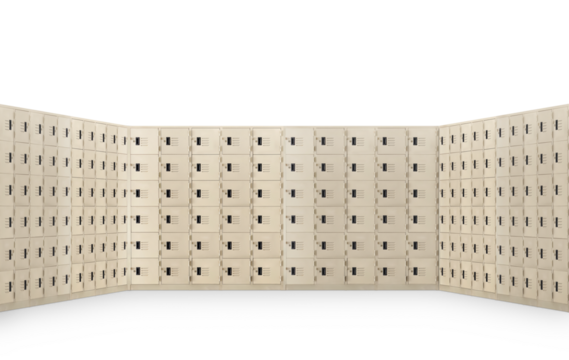 Row of locker boxes or gym lockers inside a room PNG transparent