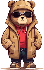 bear doll in street fashion vector illustration