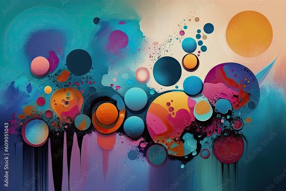 Poster abstract colorful background with circles and drops