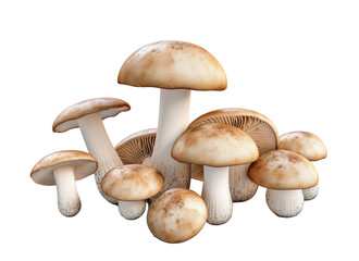 a pile of freshly cut mushrooms on transparent background