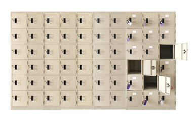 Row of locker boxes or gym lockers inside a room PNG transparent