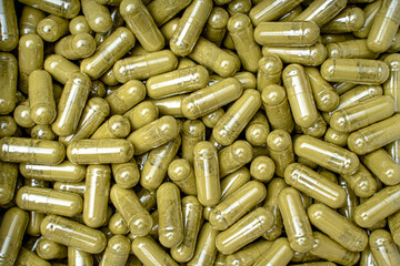 Powdered Green Tea Matcha Pills Pile Background