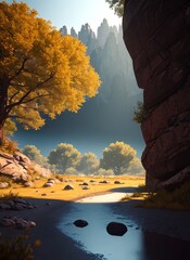 river next to trees