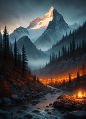 sunset in the mountains