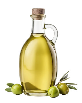 a bottle of delicious healthy olive oil on transparent background