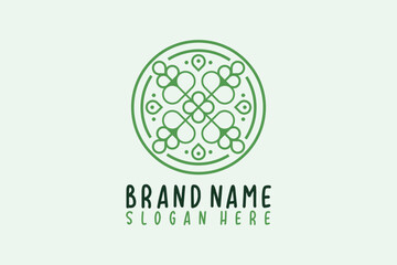 a simple and elegant logo in the form of a leaf and a tree makes this logo feel cool in the forest
