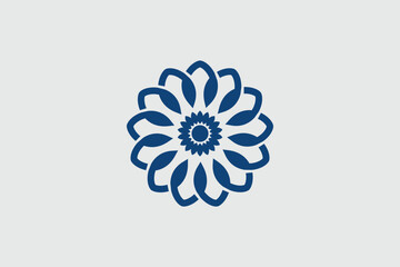 a simple logo  and elegant circle of flowers like a beautiful peacock flower