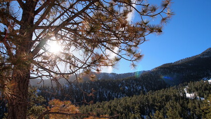 Sunny day at the snow mountain