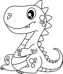Dinosaur line art for coloring book page