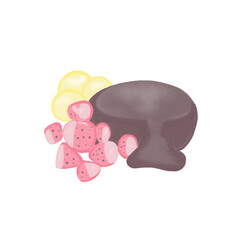 Chocolate Lava With Strawberry and Ice cream Illustration