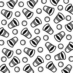 Beer pong pattern background set. Collection icon beer pong. Vector