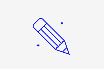 pencil illustration in flat style design, vector icon.