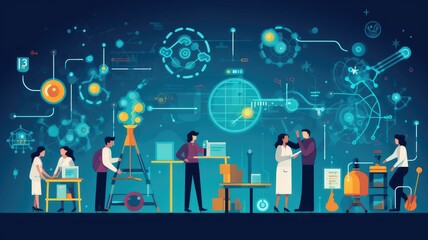 Fototapeta na wymiar Research and development: Images depict scientists or teams engaged in research and development activities, highlighting the importance of innovation in product or service offerings.Generative AI