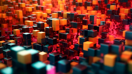 Obraz premium Abstract background with colorful cubes. Generative ai edited