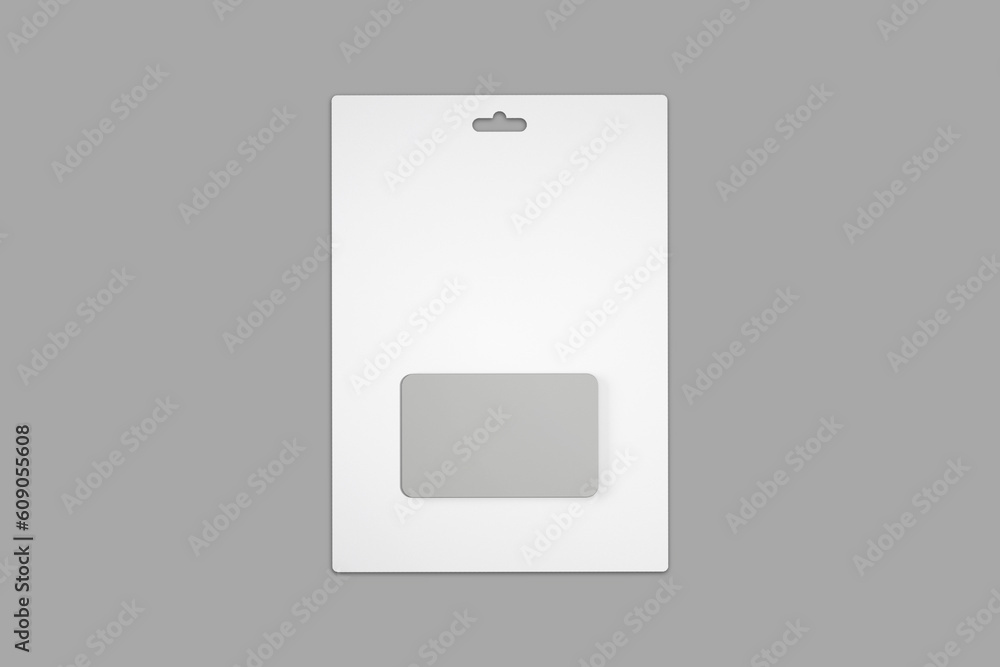 Poster empty blank gift card holder mock up isolated on a grey background. 3d rendering.