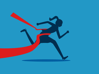 Fototapeta na wymiar Business victory. woman running to the finish line vector