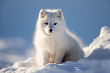 Obraz na płótnie Canvas The white wolf went hunting on a snowy day. Generative AI