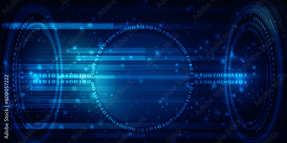 Poster 2d illustration abstract digital binary data on computer screen