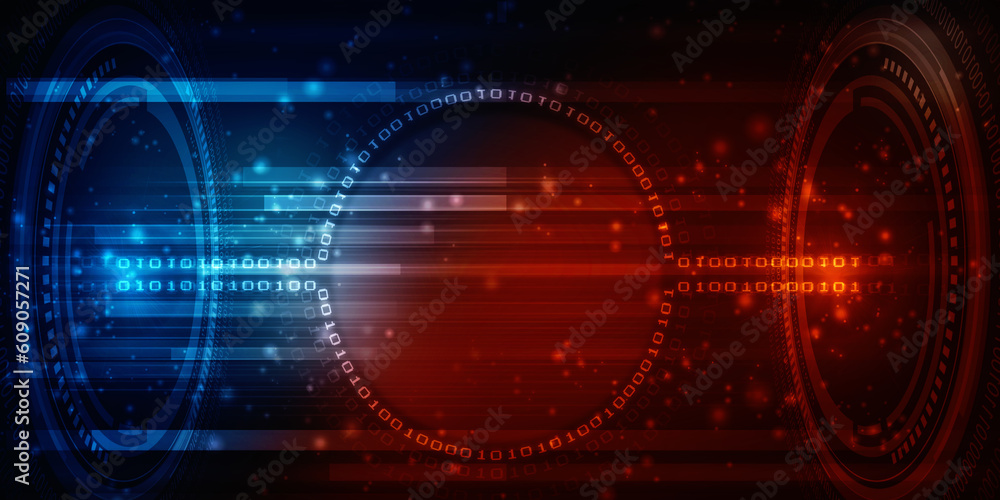 Poster 2d illustration abstract digital binary data on computer screen