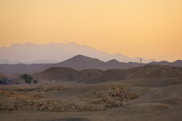 Fototapeta na wymiar Sunset over the desert in Egypt