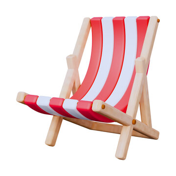 wooden beach chair 3D Icon Isolated