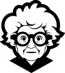 Grandma - Black and White Isolated Icon - Vector illustration