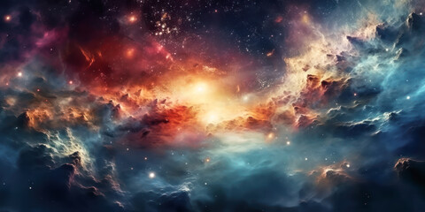Obraz na płótnie Canvas space illustration with stars and nebula. Generative AI 