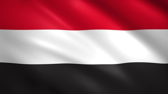 Yemen flag waving in the wind