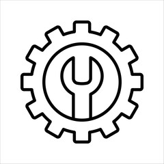 Simple wrench and gear icon, vector illustration on white background