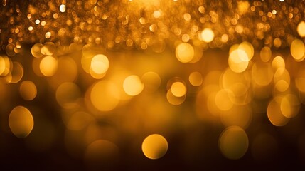 Gold glitters background. shimmering blur spot lights Bokeh Shiny gold light background texture.