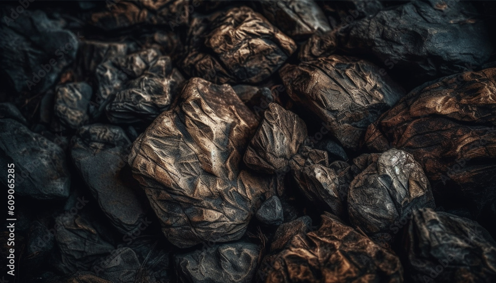 Poster granite pattern on wet black pebble generated by ai