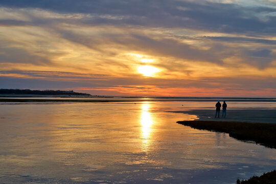 Sunset on Paine&rsquo;s creek beach Cape Cod MA USA
