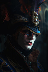 Generative AI Venice Carnival Photorealistic porteit beautiful men