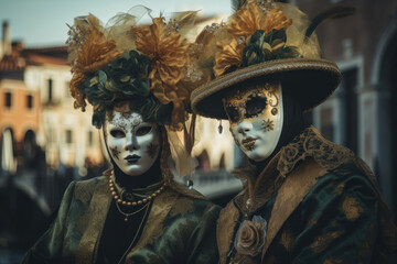 Fototapeta na wymiar Generative AI Venice Carnival Photorealistic porteit beautiful girl